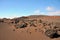 Brown lava desert landscape on spanish canary island Lanzarote