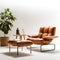 Brown Leather Chair And Small Plant: Dada-inspired Constructions In Serene Ambiance