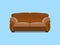 Brown leather chester sofa. illustration. Comfortable lounge for interior design isolated on blue background. Modern