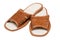 Brown leather comfortable slippers
