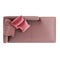 Brown leather corner sofa with red pillows on an isolated background. Top view. 3d rendering