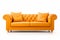 Brown leather luxurious sofa isolated on a white background which is a trendy contemporary designed couch for a modern lifestyle,