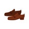 Brown leather men loafers, side view. Casual men shoes. Stylish male footwear. Flat vector icon