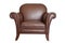 Brown leather sofa on white background.
