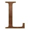 Brown leather textured letter L with yellow stitch, leather alphabet, vector illustration