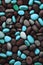 Brown and light blue pebbles background.