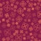 Brown line Archeology icon isolated seamless pattern on red background. Vector