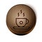 Brown line Coffee cup icon isolated on white background. Tea cup. Hot drink coffee. Wooden circle button. Vector