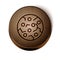 Brown line Cookie or biscuit with chocolate icon isolated on white background. Wooden circle button. Vector