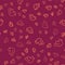 Brown line Dove icon isolated seamless pattern on red background. Vector