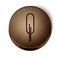 Brown line Feather pen icon isolated on white background. Wooden circle button. Vector