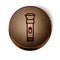 Brown line Flashlight icon isolated on white background. Wooden circle button. Vector