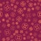 Brown line Gemini zodiac sign icon isolated seamless pattern on red background. Astrological horoscope collection