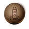 Brown line Rocket ship icon isolated on white background. Space travel. Wooden circle button. Vector