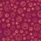 Brown line Washer icon isolated seamless pattern on red background. Washing machine icon. Clothes washer - laundry