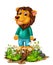 Brown Lion In Green Shirt Cartoon