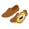 Brown loafers icon isometric vector. Men brown suede moccasin