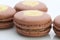 Brown macaroon on white background