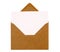 Brown manila envelope, blank letter or invitation card, copy space, isolated, front view