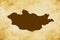 Brown map of Country Mongolia isolated on old paper grunge texture background - vector