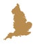 Brown Map of European Country of England