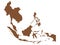 Brown map of Southeast Asia