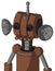 Brown Mech With Multi-Toroid Head And Pipes Mouth And Red Eyed And Single Antenna