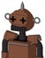 Brown Mech With Rounded Head And Keyboard Mouth And Plus Sign Eyes And Spike Tip