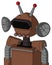 Brown Mech With Rounded Head And Pipes Mouth And Black Visor Eye And Double Led Antenna