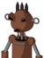 Brown Mech With Rounded Head And Sad Mouth And Angry Eyes And Three Dark Spikes