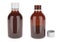 Brown medical glass bottle. Full and open. 3d rendering illustration isolated
