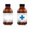 Brown medicine bottle with screw cap on a white background