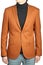 Brown mens suit jacket, male orange-brown blazer with patch.
