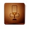 Brown Microphone icon isolated on white background. On air radio mic microphone. Speaker sign. Wooden square button