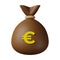 Brown Money Bag Euro 3D Illustration