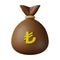 Brown Money Bag Lira 3D Illustration