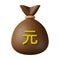 Brown Money Bag Yuan 3D Illustration