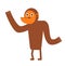 Brown monkey flat illustration