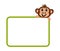 Brown monkey and smiling behind advertising board with green outline - vector