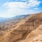 Brown mountains in valley of Wadi Mujib river