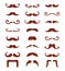 Brown moustache or mustache icons set