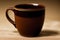 A brown mug. Coffees Embrace. A Toasty Brown Mug. Generative AI