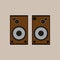 Brown music speakers. Isolated objects. Vector illustration.