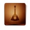 Brown Musical instrument balalaika icon isolated on white background. Wooden square button. Vector