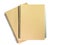 Brown notebooks on white background