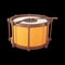 Brown And Orange Snare Drum 3D Icon Against Black