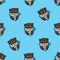 Brown otter happy drinking ice cream, funny animals beaver pet cute seamless pattern cartoon style with blue background