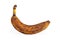 Brown overripe banana single isolated close up