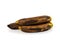 Brown overripe bananas on white background