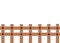 A brown painted fence with black nails white backdrop